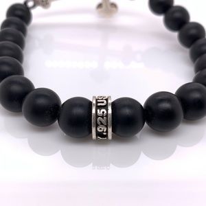 King Baby Studio Onyx Bead Cross Bracelet